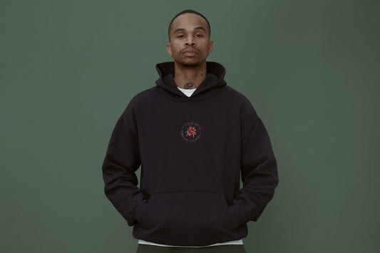 Flower Badge Hoodie - Navy