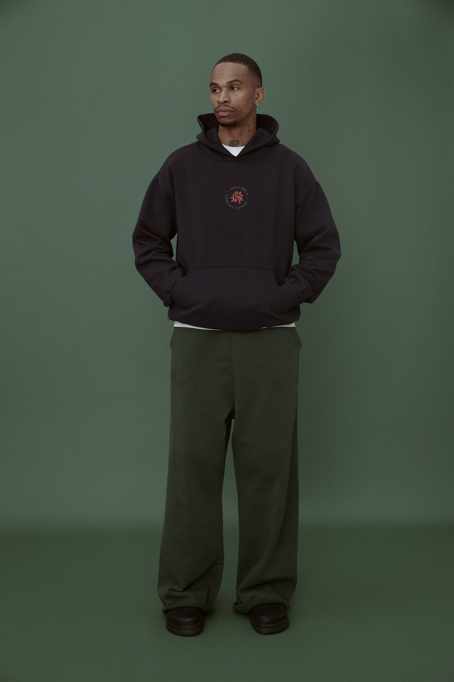 Flower Badge Hoodie - Navy
