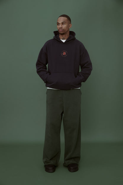 Flower Badge Hoodie - Navy