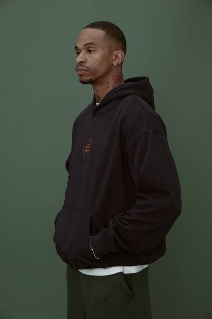 Flower Badge Hoodie - Navy