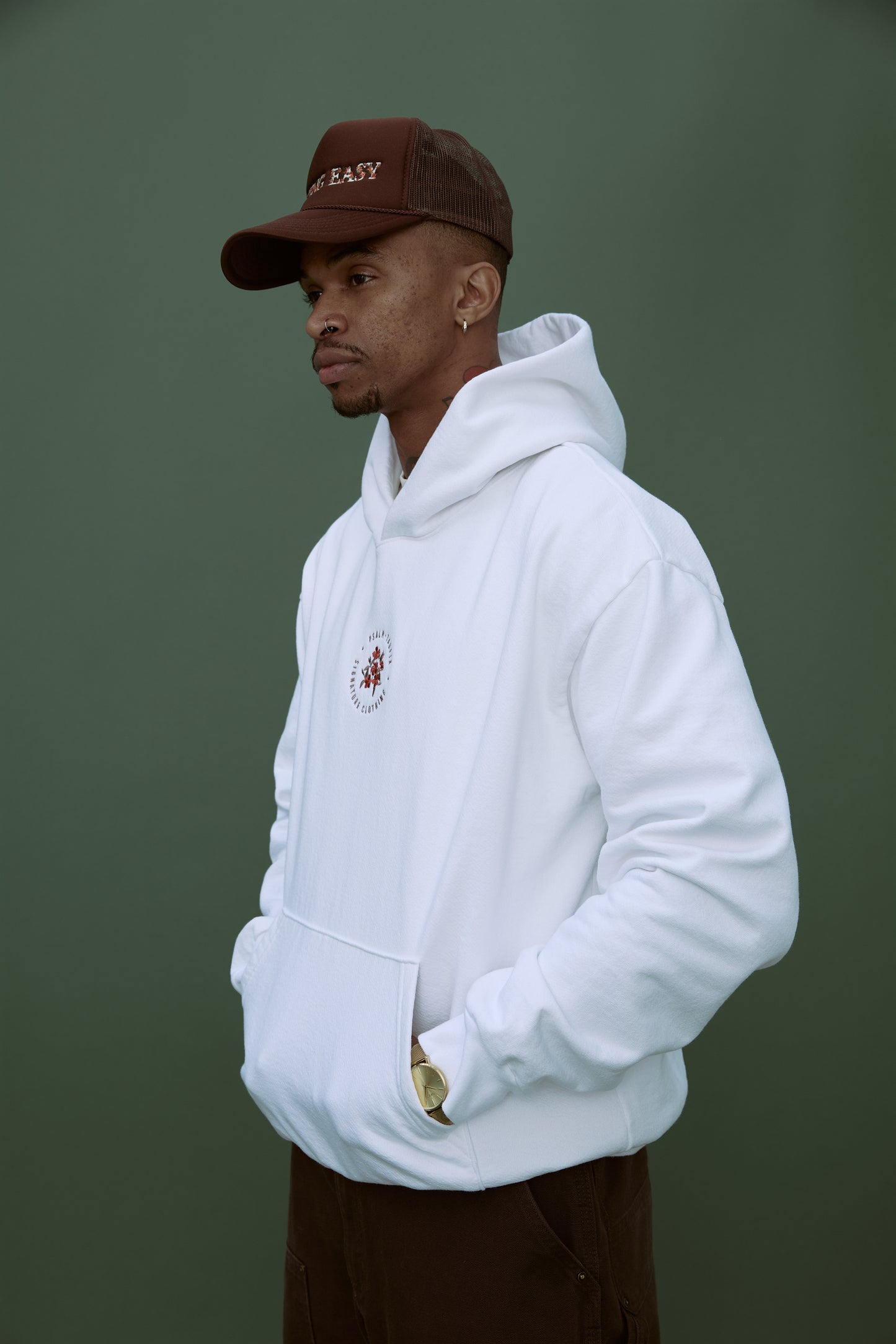 Flower Badge Hoodie - White