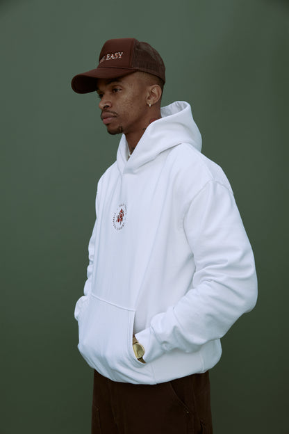 Flower Badge Hoodie - White